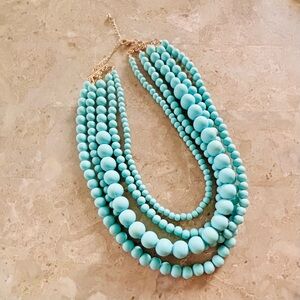 Turquoise Multi-Strand Beaded Statement chunky Necklace